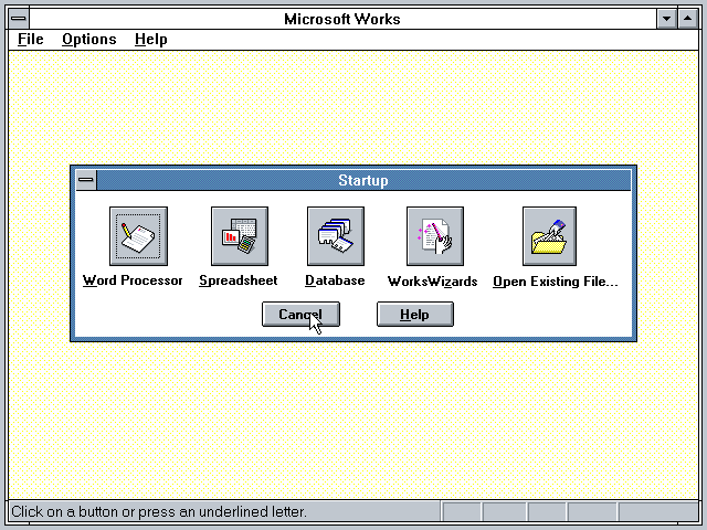 Microsoft Works 2.0 for Windows - Menu